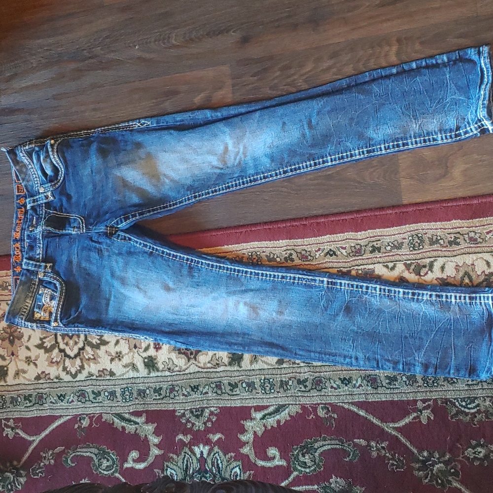 Rock Revival, Size 28, Straight leg, Shaylee Style, Blue Denim, Blue Jeans